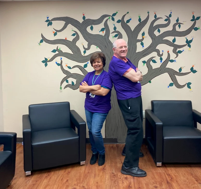 people in purple at our rehab