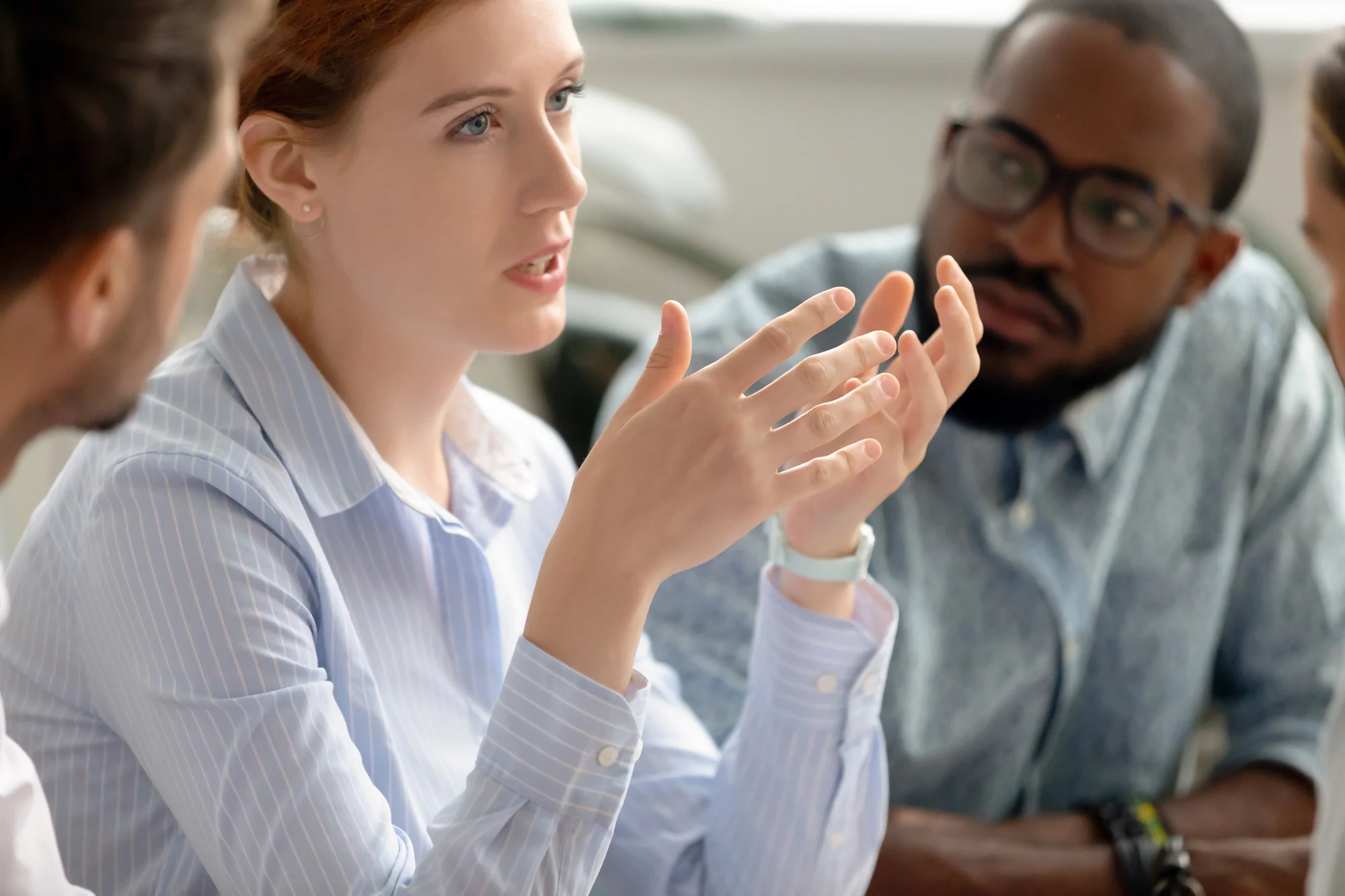 a teacher in a support group for relapse prevention
